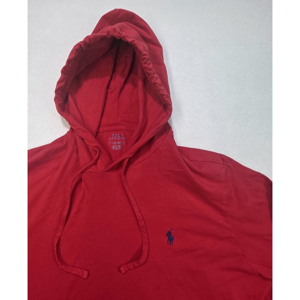 Polo Ralph Lauren Lightweight Hoodie Shirt Men's Large Red Blue Pullover Jacket